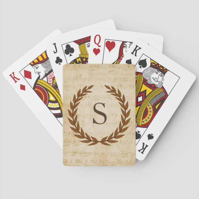 Jeu De Cartes Laurel Wreath Sheet Musique Monogramme initial S (dos)