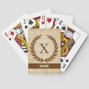 Jeu De Cartes Laurel Wreath Sheet Musique Monogramme initial X