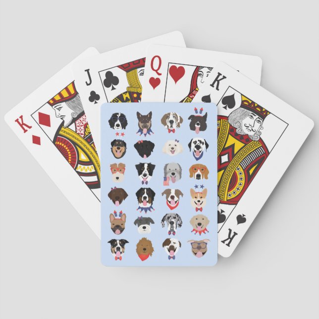 Jeu De Cartes Le 4 Juillet Dog Visages (dos)