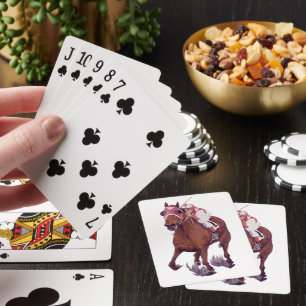 Jeu De Cartes Le cheval Thoroughbred gagne la course
