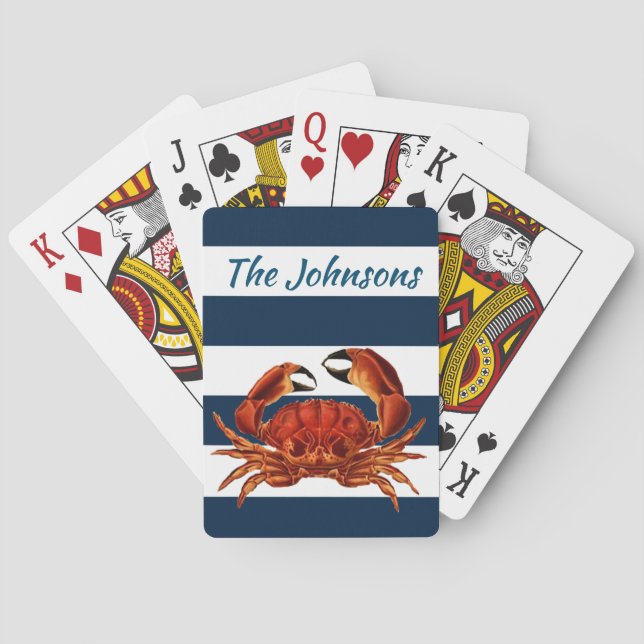 Jeu De Cartes Le crabe rouge côtier en bandes marines (dos)