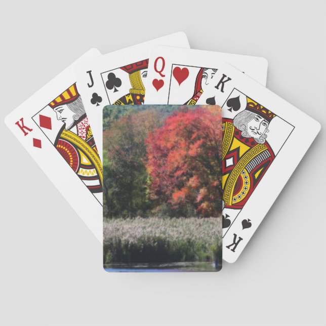Jeu De Cartes Le Foliage D'Automne Bordant Une Nature Marécageus (dos)
