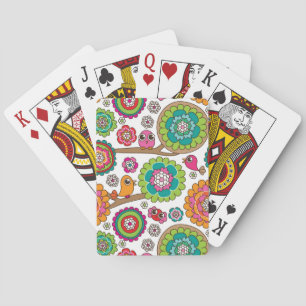 Jeu De Cartes le griffonnage fleurit le motif d'arrière - plan