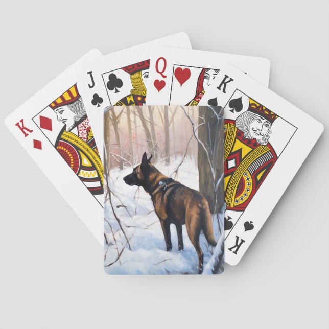 Jeu De Cartes Le Malinois Belge Laisser Neige Noël (dos)