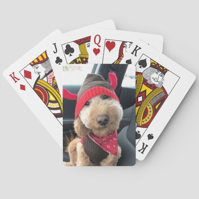 Jeu De Cartes Le mignon Goldendoodle dans sa tenue de Noël (dos)