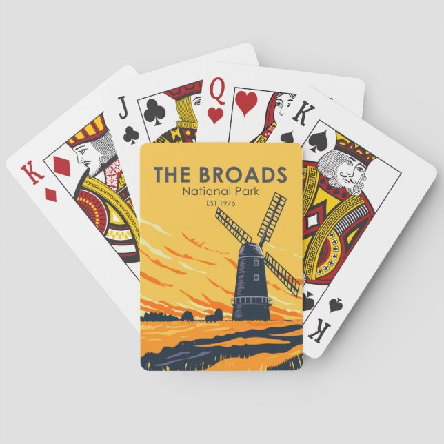 Jeu De Cartes Le parc national des Broads Vintage Angleterre (dos)