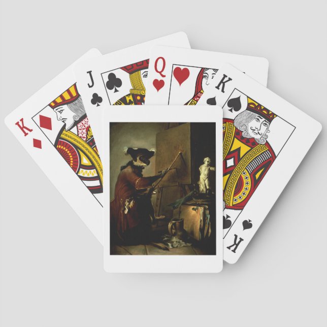 Jeu De Cartes Le peintre de singe, 1740 (huile sur la toile) (dos)