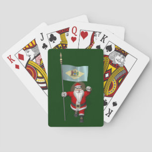 Jeu De Cartes Le Père Noël Avec L'Enseigne Du Delaware