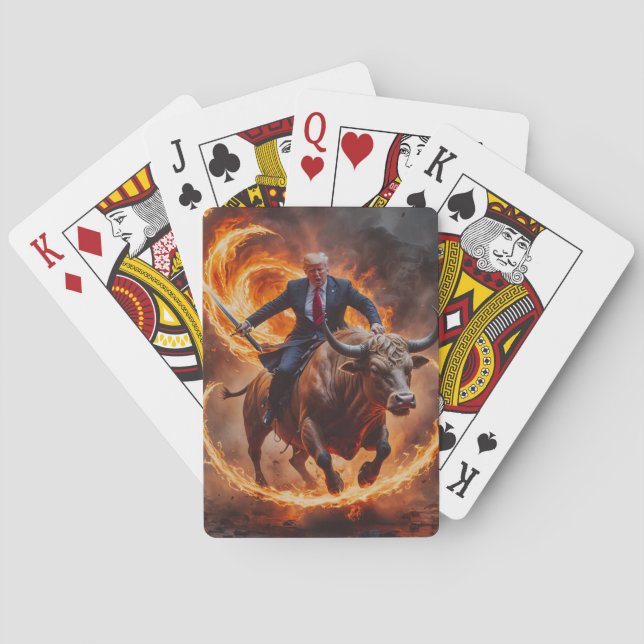 Jeu De Cartes Le président Trump Rides Bull avec l'épée (dos)