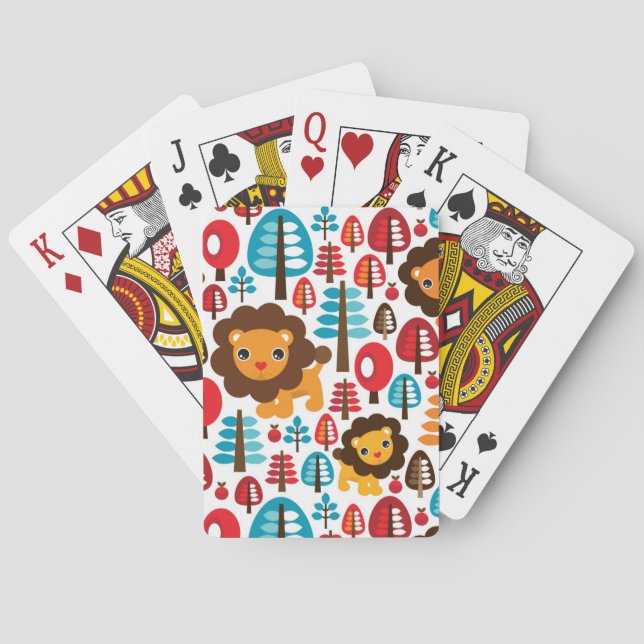 Jeu De Cartes le rétro lion mignon badine l'illustration (dos)