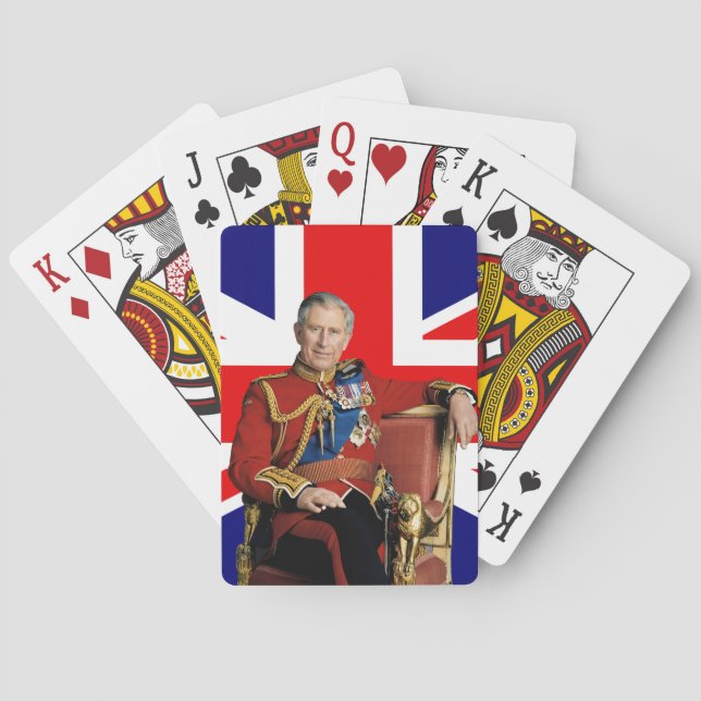 Jeu De Cartes Le roi Charles avec drapeau britannique (dos)