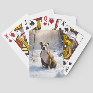 Jeu De Cartes Le Staffordshire Américain Laisser Neige Noël