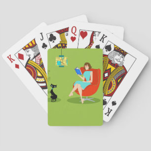Jeu De Cartes Lecture Rétro Femme Jouer Cartes
