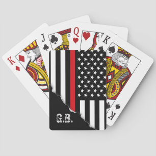 Jeu De Cartes Légèrement arrachée ligne rouge initiales de