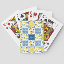 Lemon Monogram Name French Country Tile Pattern