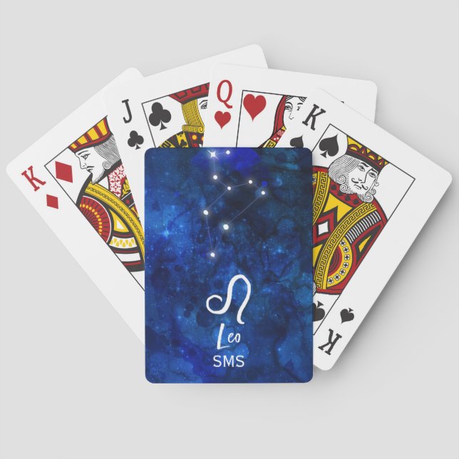 Jeu De Cartes Leo Zodiac Constellation bleu foncé Galaxie Monogr (dos)