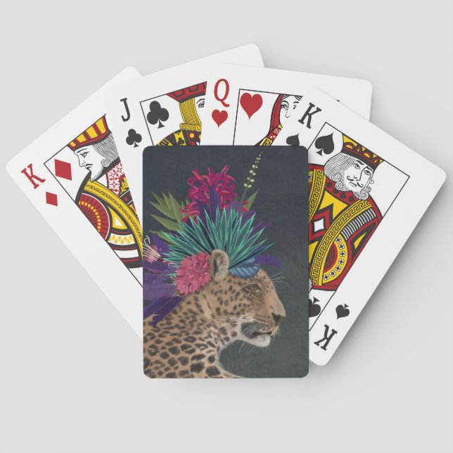 Jeu De Cartes Leopard avec tête tropicale (dos)