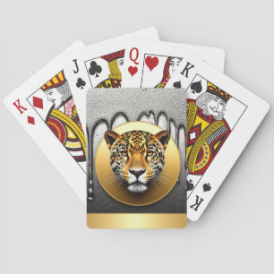 Jeu De Cartes Léopard doré avec détails de gouttes d'eau 🐆