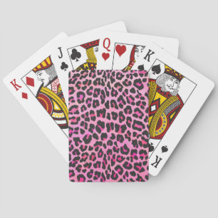 Jeu De Cartes Léopard noir et rose chaud