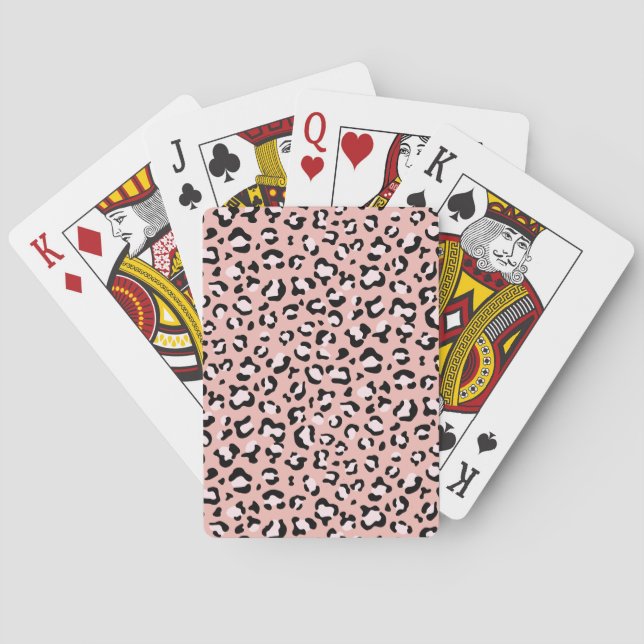 Jeu De Cartes Léopard Print, Léopard Spots, Rose Léopard (dos)