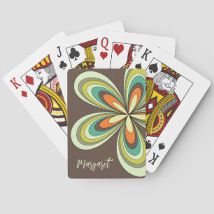 Jeu De Cartes les années 70 Hippie super Fleur Brown Retro Daisy
