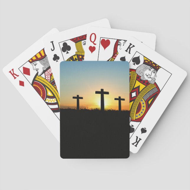 Jeu De Cartes Les croix de crucifixion au coucher du soleil (dos)