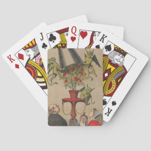 Jeu De Cartes Les Démons Verts Retirant La Couverture Du Bouquet