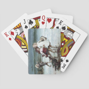 Jeu De Cartes Les filles prétendant être des chevaux sur la plag