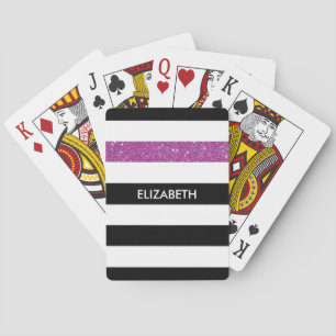 Jeu De Cartes Les formes noires modernes FAUX Purple Glitz et No