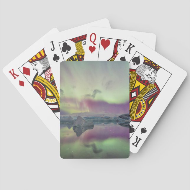 Jeu De Cartes Les lumières Aurora reflètent la lagune | Islande (dos)