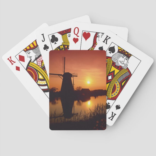 Jeu De Cartes Les moulins à vent au coucher du soleil, Kinderdij (dos)
