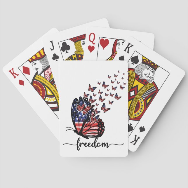 Jeu De Cartes Les papillons de la liberté | Rouge patriotique, B (dos)