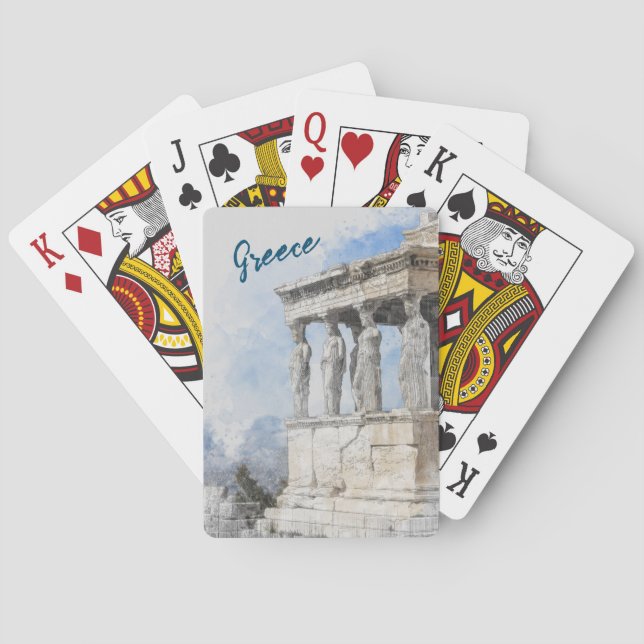 Jeu De Cartes Les ruines des sites antiques aquarelles à Athènes (dos)