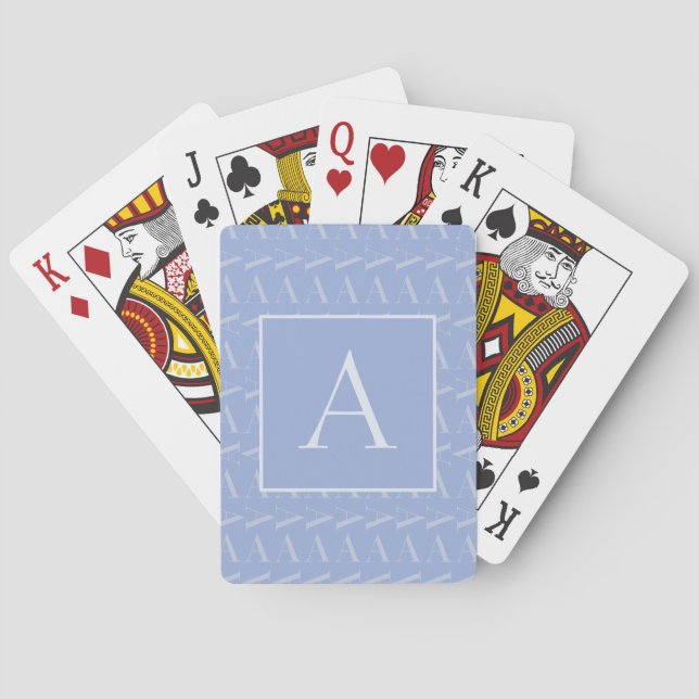 Jeu De Cartes Lettre A - Nom Monogramme Initial, Bleu (dos)