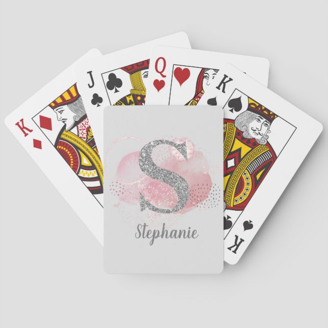 Jeu De Cartes LETTRE Aquarelle Abstraite & Parties scintillant S (dos)