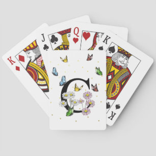 Jeu De Cartes Lettre C Floral Butterfly Monogramme initial