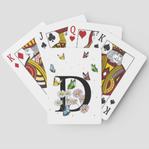 Jeu De Cartes Lettre D Monogramme de papillon floral