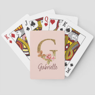 Jeu De Cartes Lettre de nom personnalisée G Roses roses blush en