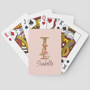 Jeu De Cartes Lettre de nom personnalisée I Roses roses blush fe