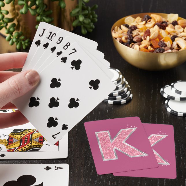 Jeu De Cartes Lettre de Parties scintillant rose fille K (In Situ)