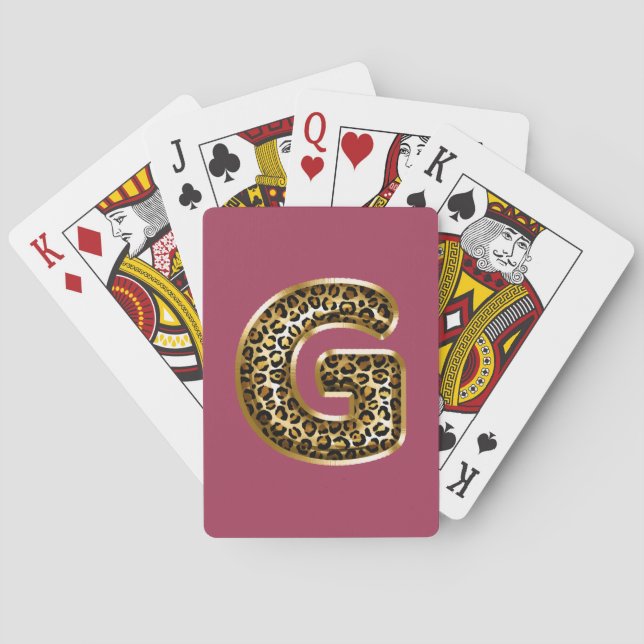 JEU DE CARTES LETTRE EMPREINTE DE LÉOPARD ORDIE ROSE G (dos)