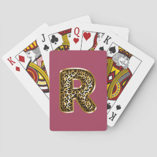 Jeu De Cartes LETTRE Empreinte de léopard ROUILLE ROUILLE R