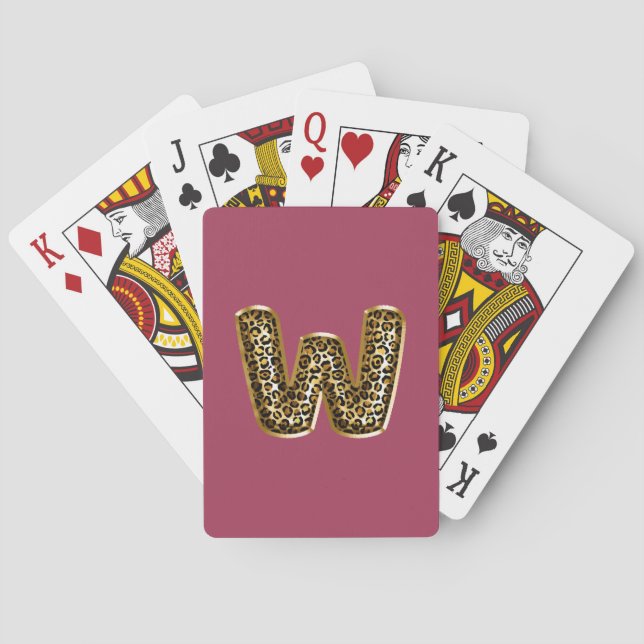 Jeu De Cartes LETTRE Empreinte de léopard ROUILLE W (dos)