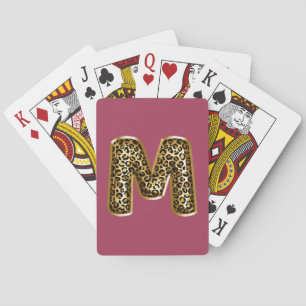 JEU DE CARTES LETTRE EMPREINTE DE LÉOPARD VERTRÉE M