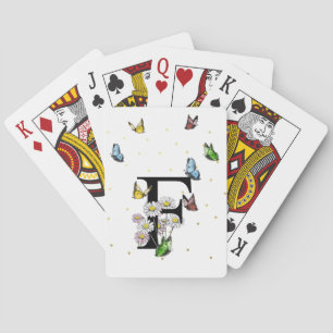 Jeu De Cartes Lettre F Monogramme de papillon floral initial