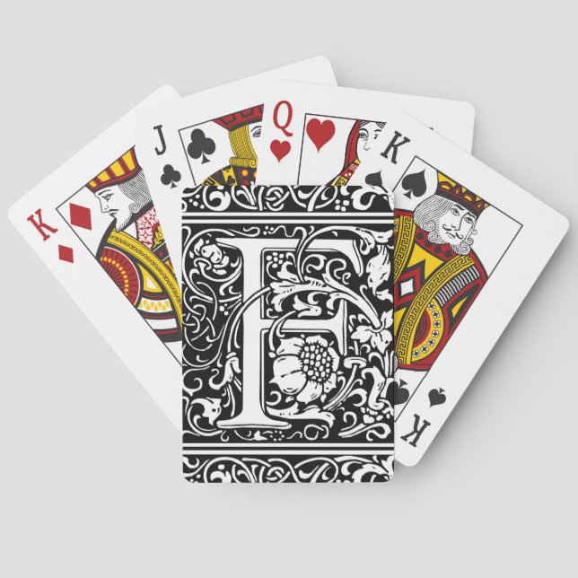 Jeu De Cartes Lettre F Monogramme médiéval Art Nouveau (dos)