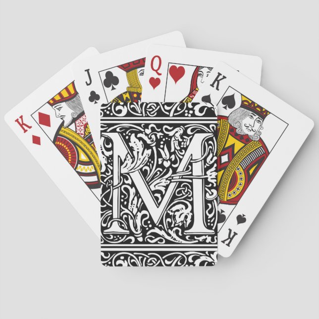 Jeu De Cartes Lettre M Monogramme médiéval Art Nouveau (dos)