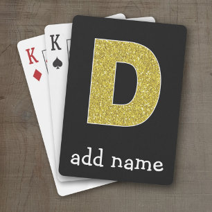 Jeu De Cartes Lettre monogramme D - Parties scintillant d'or noi