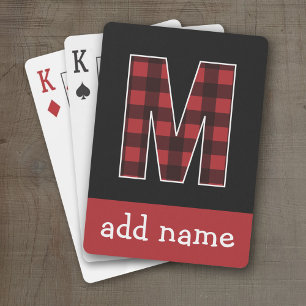 Jeu De Cartes Lettre monographique M - Buffalo noir et rouge pla
