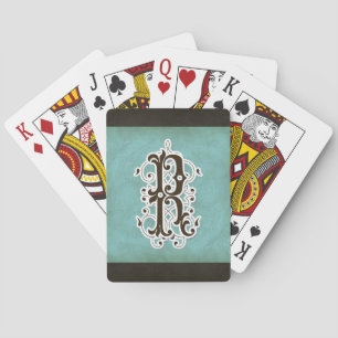 Jeu De Cartes Lettre R - Élégant Monogramme Décor Moderne Vintag
